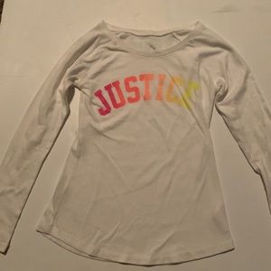 Justice long sleeve white t shirt